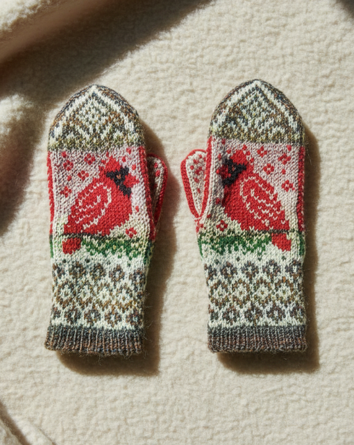 Cardinal Mittens - Cream Wool