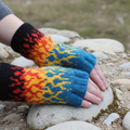 Flames fingerless mitts correct ribbing