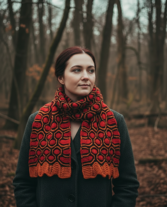 Redrum scarf on person consistent drape