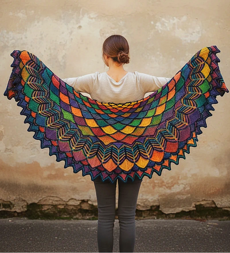 Shawl from behind - oversized dramatic